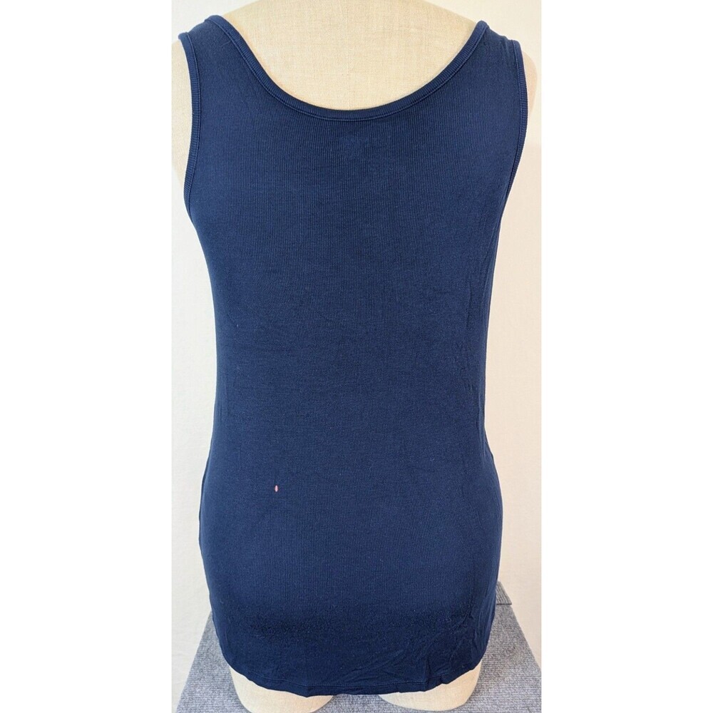 Terra & Sky Navy Blue Ribbed Scoop Neck Tank Top Modal Blend Plus Size 1X 16W-18 - Picture 3 of 7